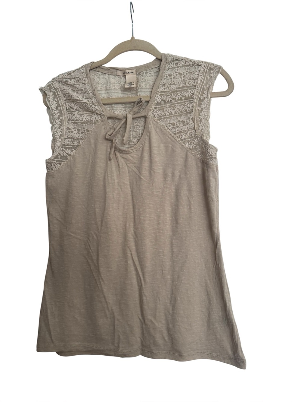 DKNY Jeans  cream cotton and lace  sleeveless top